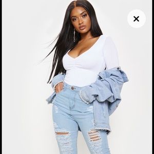 pretty little thing white bodysuit never worn